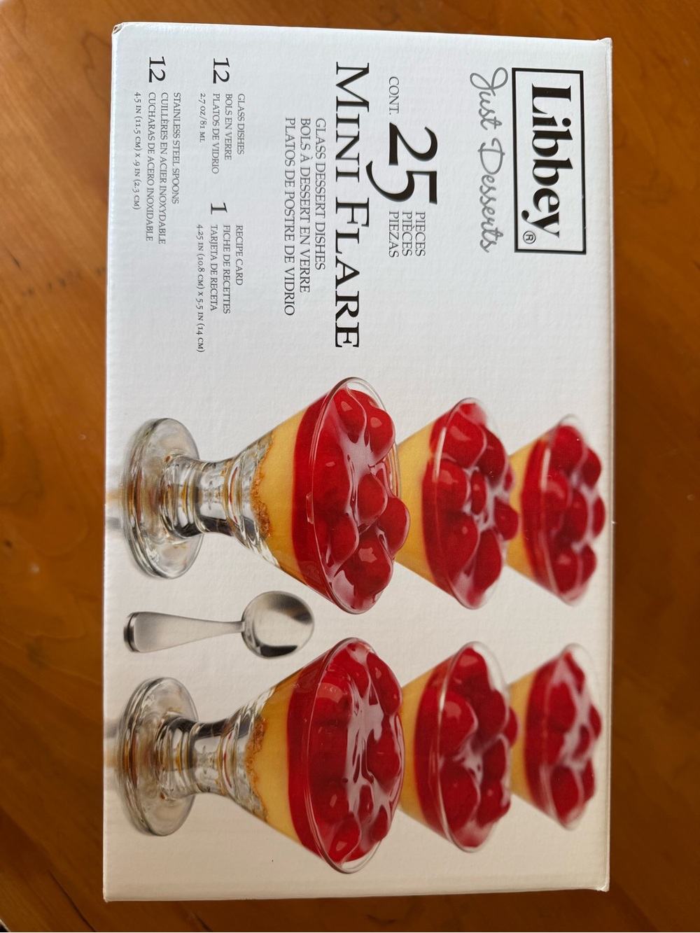 Libbey Glass Dessert Bowls with Miniature Stainless Steel Spoons